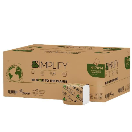 PAPERNET CARTA IGIENICA SIMPLIFY INTERFOGLIATA 2 VELI 224 SERVIZI 21X11 CM BIANCO CONF 40 Pz.